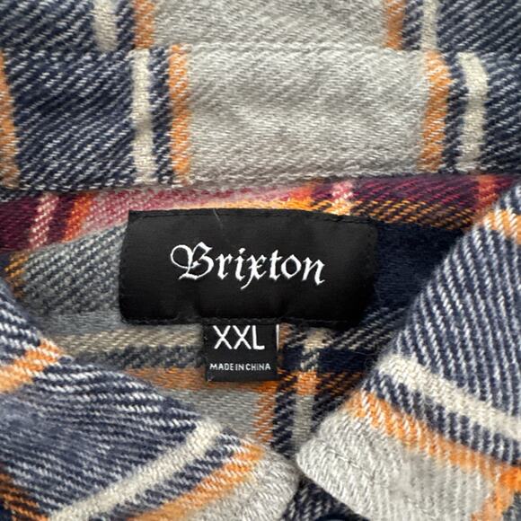 Brixton Men's Plaid Shirt Long Sleeve Button Size XXL Mid Weight Skater 90s Y2K - Picture 3 of 8